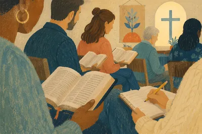 Diverse Small Group Bible Study Gathering