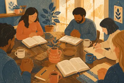 Diverse Small Group Bible Study Gathering