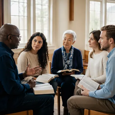 Diverse Small Group Bible Study Circle