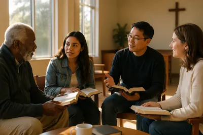 Diverse Small Group Studying Open Bibles