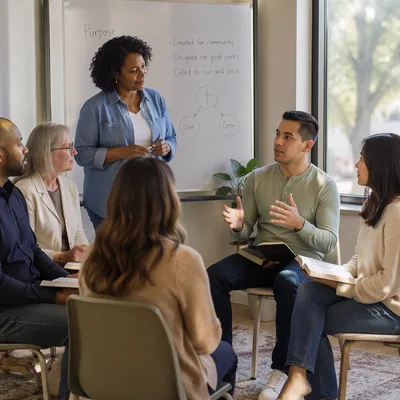 Church Small Group Leader at Whiteboard