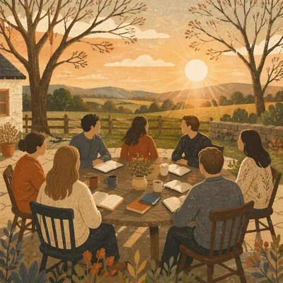 Backyard Small Group Fellowship at Golden Hour