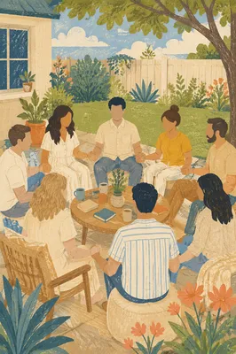 Backyard Small Group Prayer in Summer