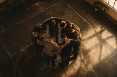 Men's Accountability Prayer Circle Overhead View