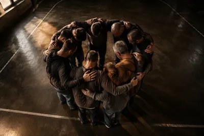 Men's Accountability Prayer Circle Overhead View
