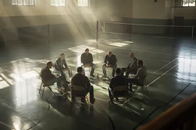 Mens Accountability Circle in Church Gym