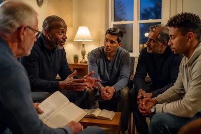 Five Men in Church Discussion Circle