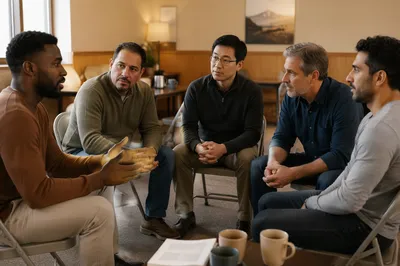 Five Men in Support Circle