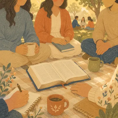 Outdoor Bible Study on Park Blanket