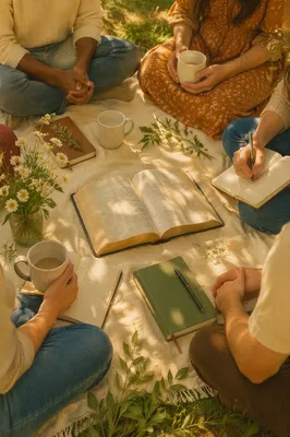 Outdoor Small Group Bible on Blanket