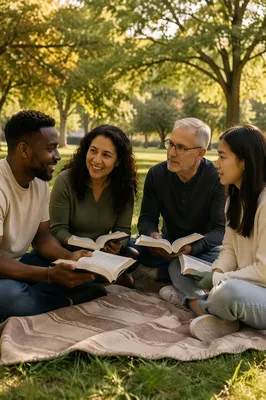 Small Group Reading Bible in Park