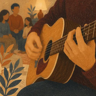 Acoustic Guitar in Home Worship Gathering