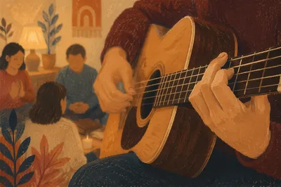 Acoustic Guitar in Small Home Worship
