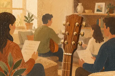 Acoustic Guitar in Home Worship Gathering