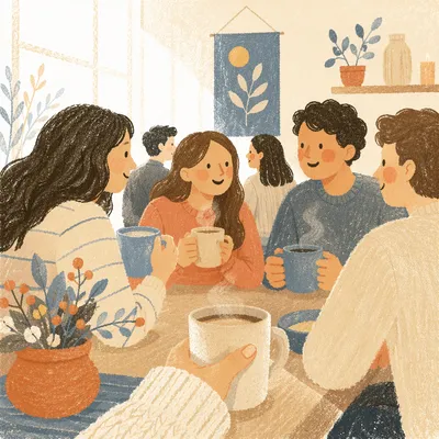 Young Adults Laughing in Warm Fellowship