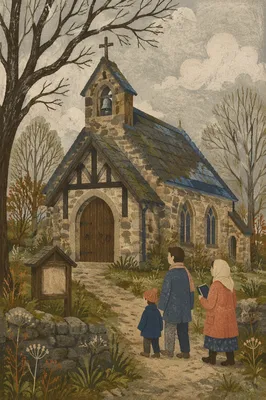 Quiet Countryside Chapel in Winter Light
