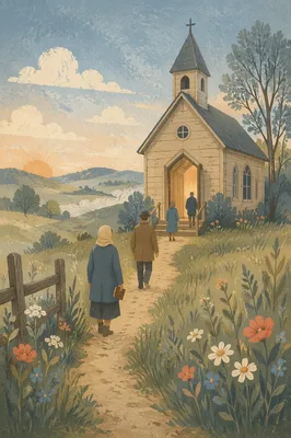 Small Wooden Chapel at Dawn Meadow
