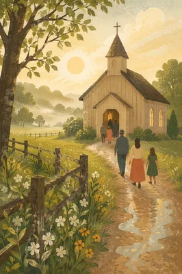 Peaceful Wooden Chapel on Country Lane