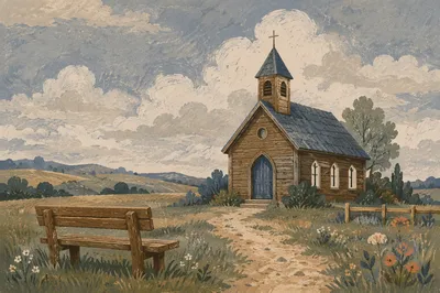 Quiet Wooden Chapel in Rural Countryside