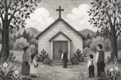 Rustic Countryside Chapel in Peaceful Clearing