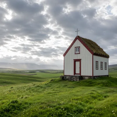 Small Wooden Chapel in Quiet Countryside
