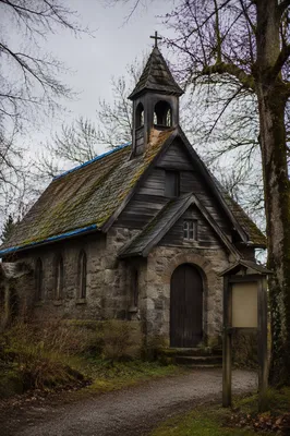 Humble Countryside Chapel in Winter Light