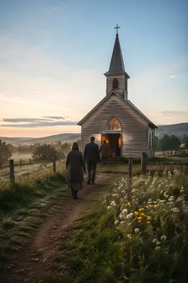Small Wooden Chapel at Dawn