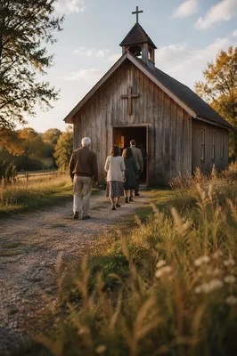 Small Wooden Chapel on Countryside Lane