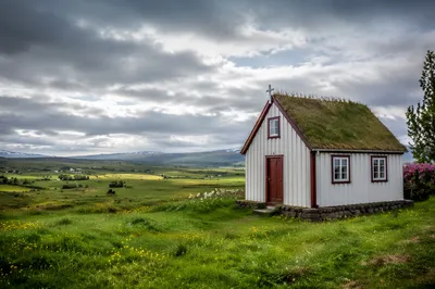 Quiet Wooden Chapel in Green Countryside