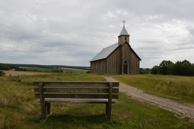 Quiet Wooden Chapel in Rural Countryside