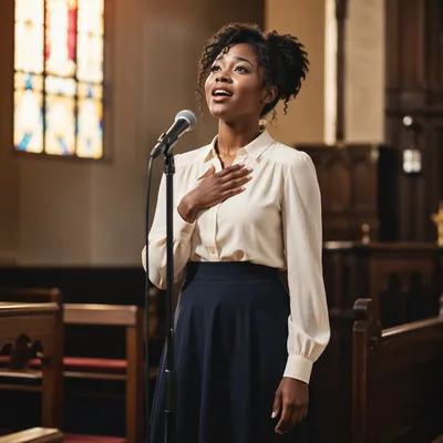 Young Soloist Singing in Traditional Church