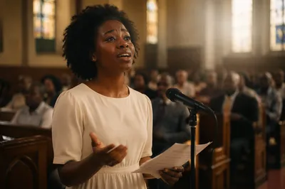 Soloist Singing Hymn in Traditional Church