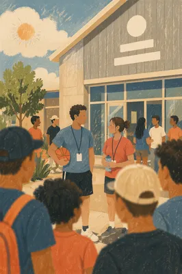 Church Basketball Outreach on Summer Afternoon