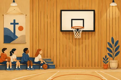 Church Gym Basketball Hoop Outreach Background