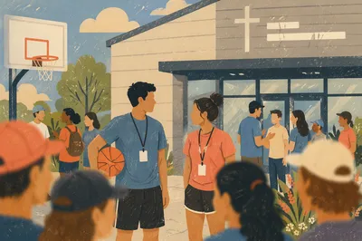 Church Basketball Outreach on Summer Afternoon