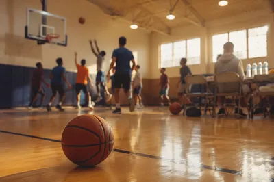 Church Basketball Outreach in Warm Gym Light