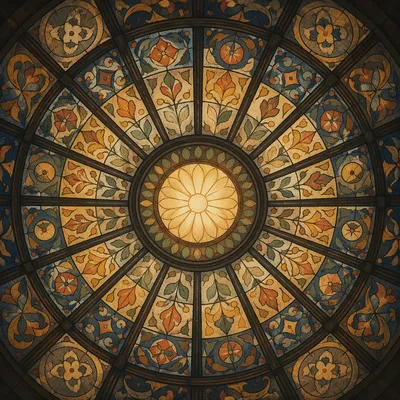 Radiant Stained Glass Chapel Dome