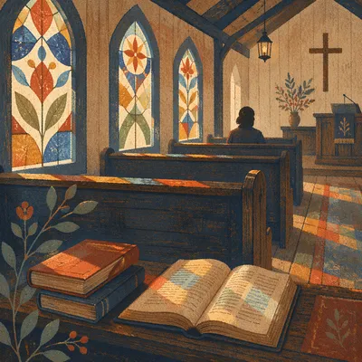 Stained Glass Light in Quiet Chapel