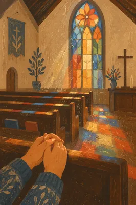 Stained Glass Morning Light in Chapel
