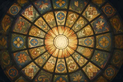 Colorful Stained Glass Chapel Dome