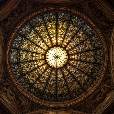 Radiant Stained Glass Chapel Dome