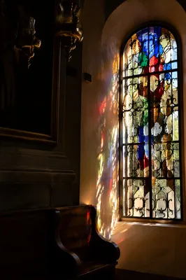 Colorful Stained Glass in Historic Chapel