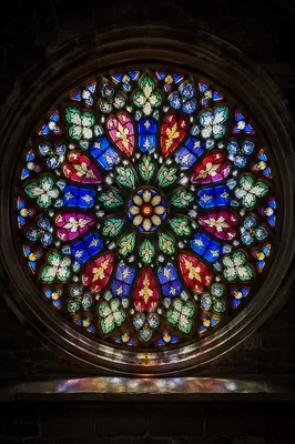 Colorful Stained Glass Rose Window in Chapel