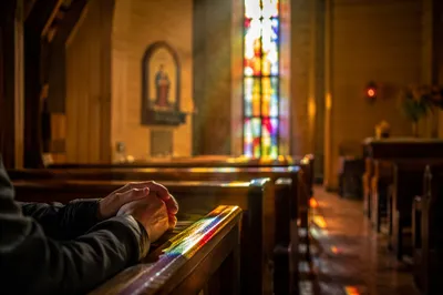 Morning Prayer Beneath Stained Glass Light