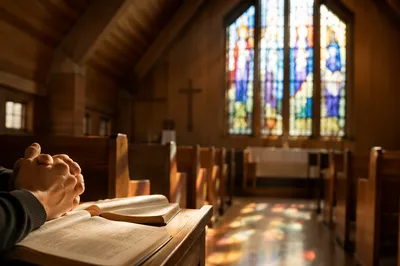 Stained Glass Light in Quiet Chapel