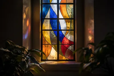 Colorful Stained Glass Chapel Window Light