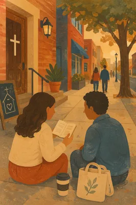 Warm Street Evangelism Conversation Near Church