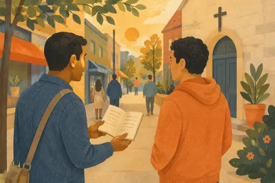 Gentle Street Evangelism Near Church Entrance
