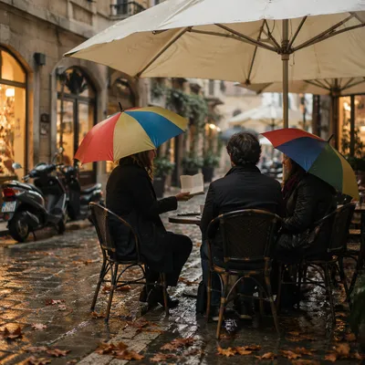 Rainy Street Evangelism Conversation at Cafe