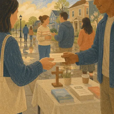 Street Evangelism Invitation After Spring Rain